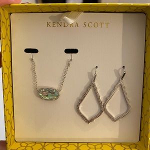 Kendra Scott Gift Set Sophia and Elisa Gold Dichroic Glass Earrings and Necklace